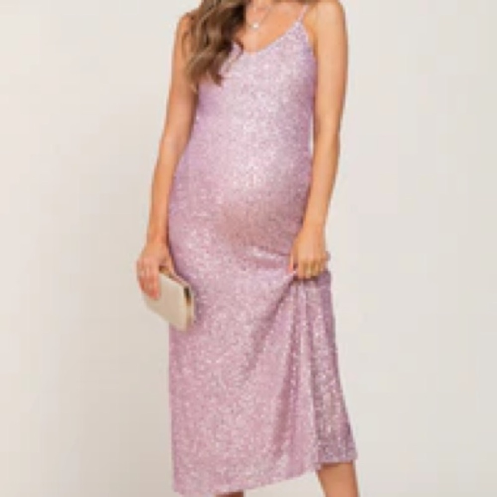 Style Rack Sequin Slip Midi Dress in Light Pink